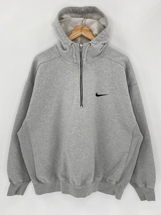 90’s NIKE Mini swoosh Half-Zip Size XL Vintage Hoodie Sweat-Shirt / 5526