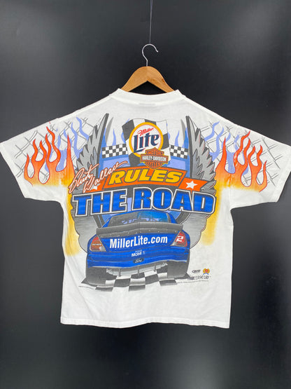 2000 HARLEY DAVIDSON x Miller Light RUSTY WALLACE Size L Vintage Racing T-shirt / 8571