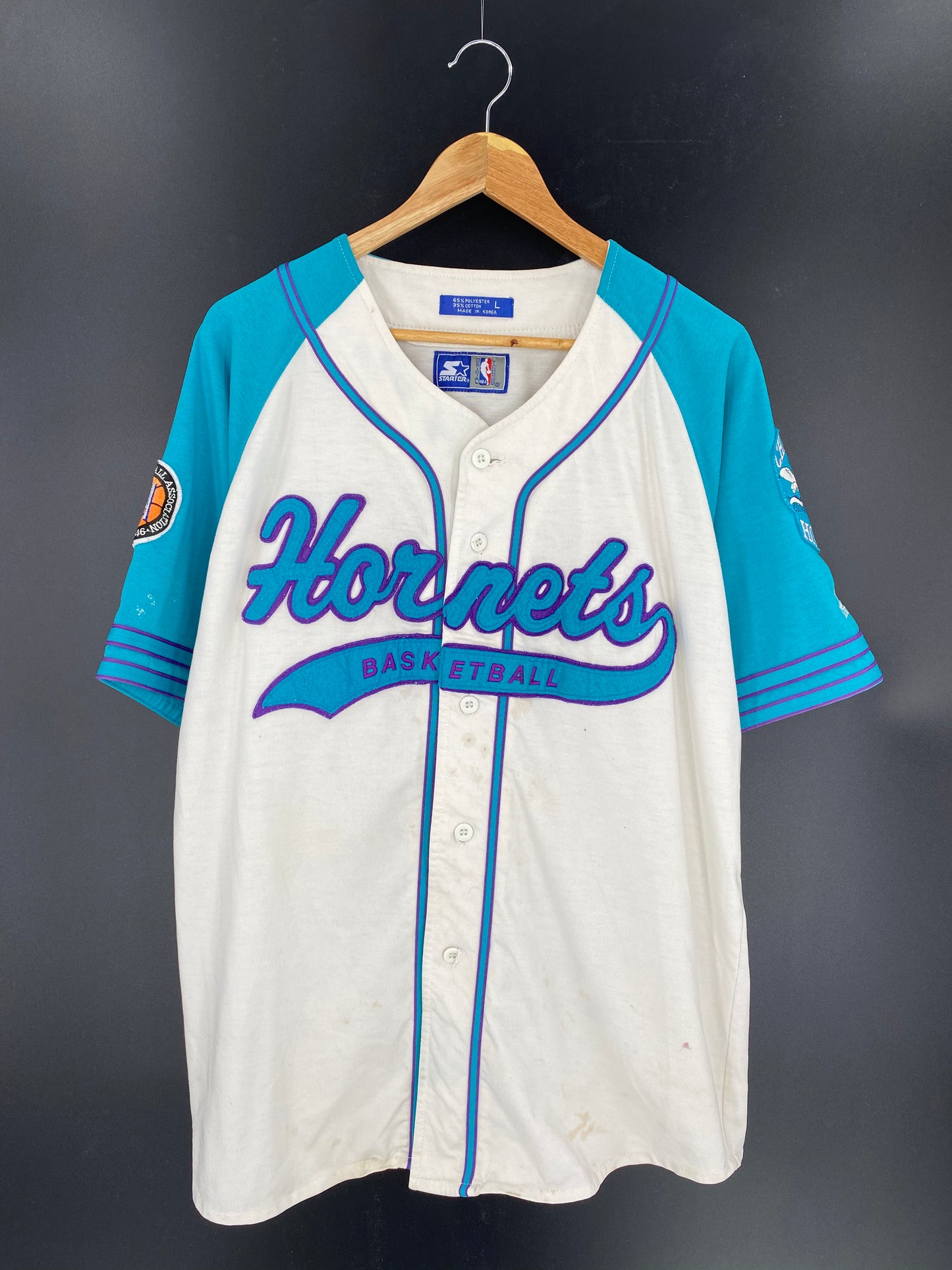 90's STARTER Charlotte Hornets Size L Vintage NBA T-Shirt / 7920