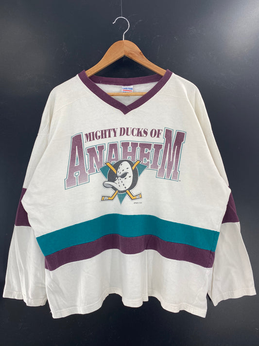 90’s ANAHEIM MICHTY DUCKS Size XL NHL Long Sleeve T-Shirts / K3956