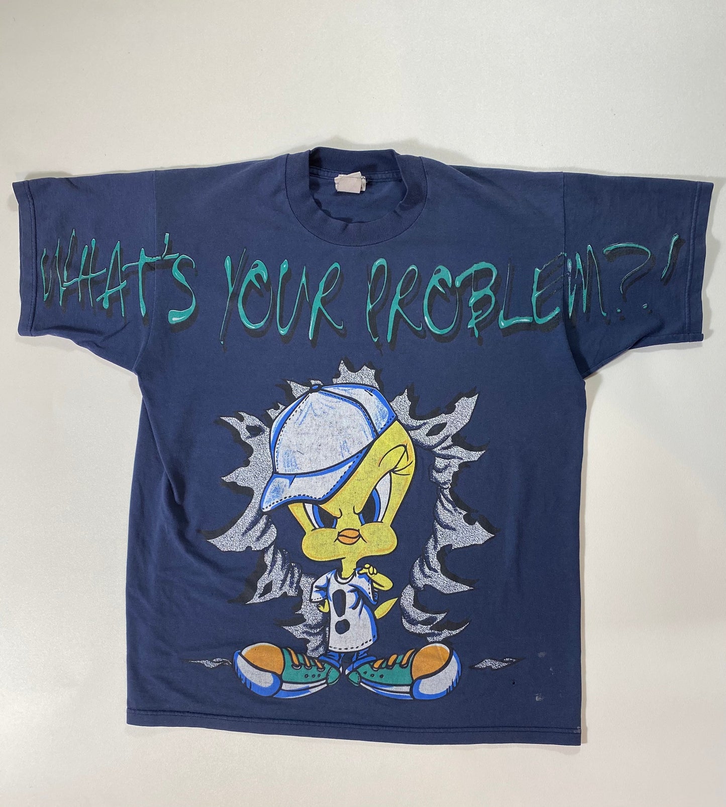 .90's LOONEY TUNES TWEETY Made in USA Size L Vintage T-Shirt / A8549