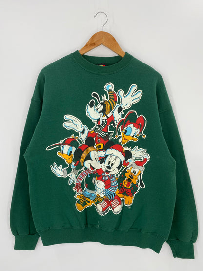 90’s DISNEY MICKEY Made in USA Size One Size (Approx. L) Vintage Sweat-shirt / 8348