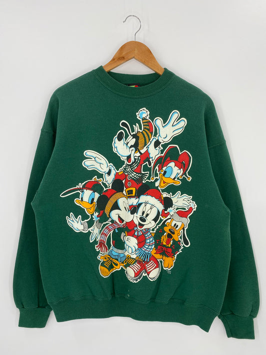 90’s DISNEY MICKEY Made in USA Size One Size (Approx. L) Vintage Sweat-shirt / 8348