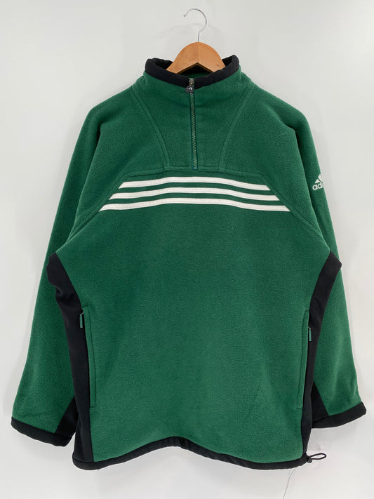 90's ADIDAS Size S Vintage Half-zip Fleece-Shirts / k1392