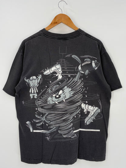 1994' LOONEY TUNES TAZ x RAIDERS Made in USA Size XL Vintage T-Shirts / K3599