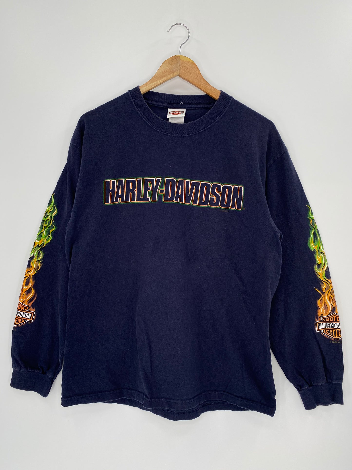 2008 Harley Davidson Made in USA Size L Vintage Long Sleeve T-Shirt / 8605