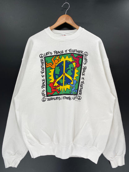 1993 Keith Haring LET'S PEACE TOGETHER Made in USA Size XL Vintage Sweat-Shirt / A1854
