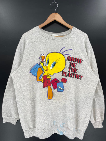 1996 LOONEY TUNES TWEETY Size No Tag(Approx.L) Vintage Sweat-shirt / A6301