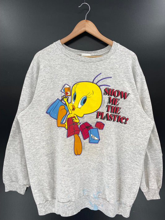 1996 LOONEY TUNES TWEETY Size No Tag(Approx.L) Vintage Sweat-shirt / A6301
