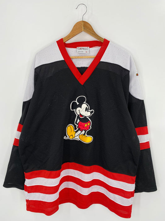 90's DISNEY MICKEY Size XL Vintage Hockey Game Shirt / E379