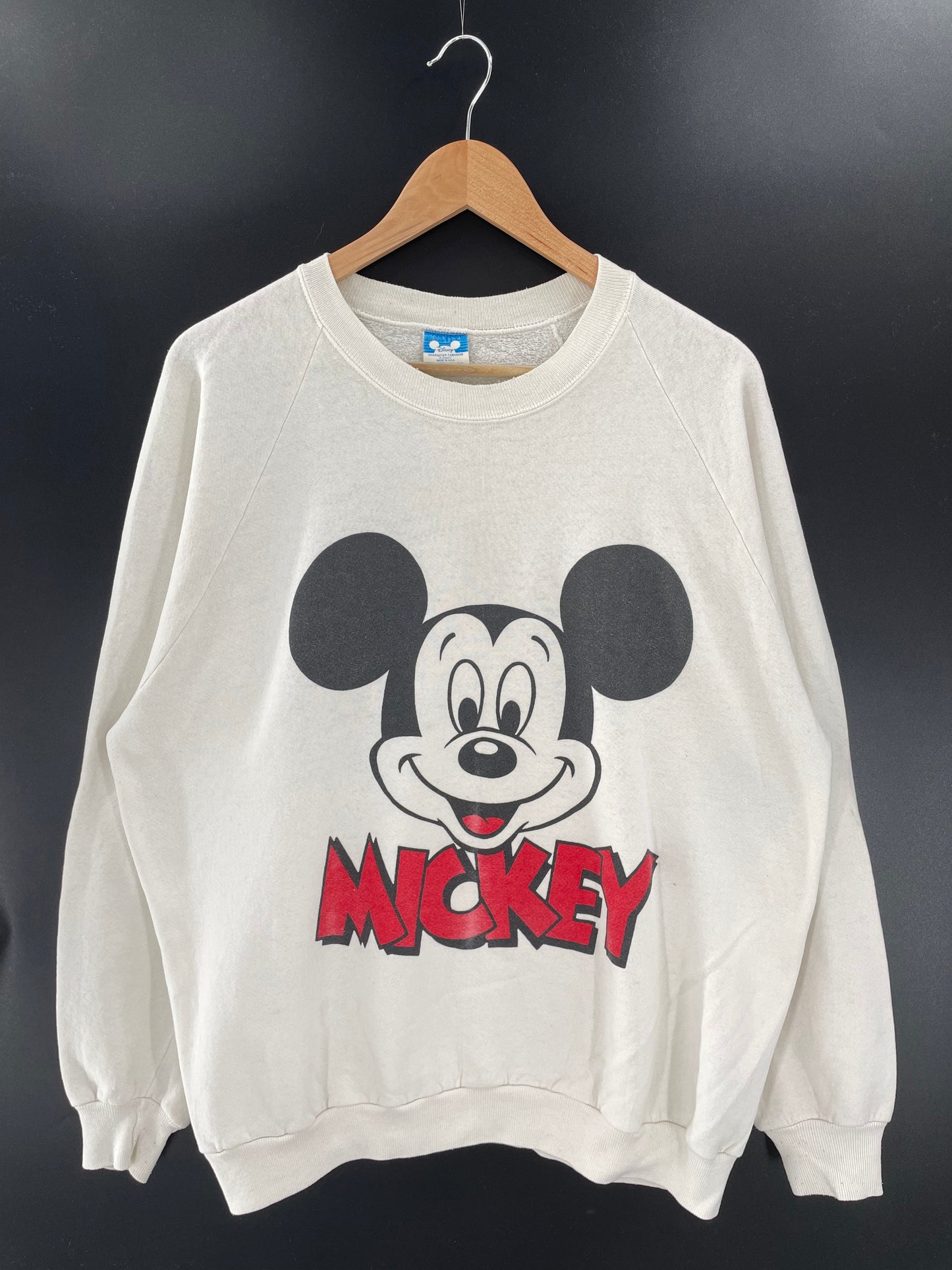 80’s DISNEY MICKEY Made in USA Size Approx.XL Vintage Sweat-shirt / A5573