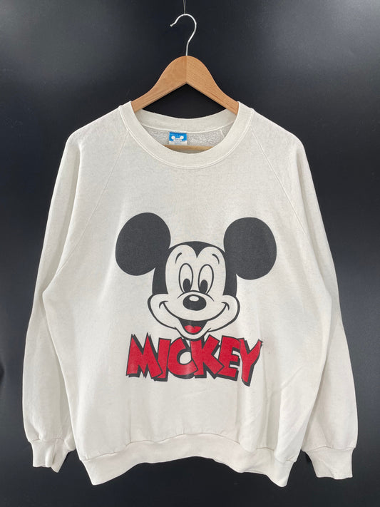 80’s DISNEY MICKEY Made in USA Size Approx.XL Vintage Sweat-shirt / A5573