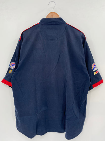 Vintage NASCAR RUSTY WALLACE MILLER LITE Size XL Racing Half Zip Short Sleeve-shirt / K3284