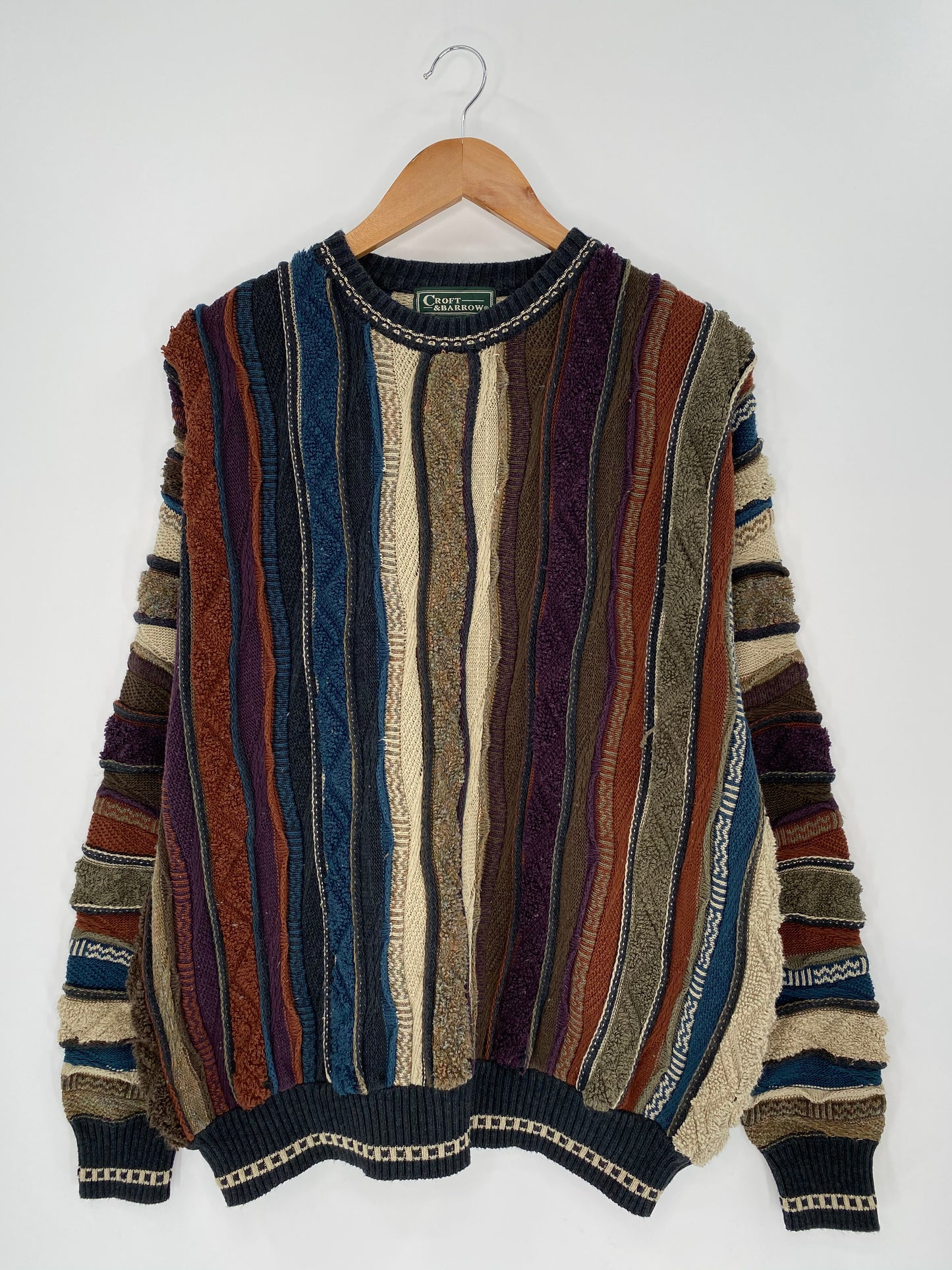 Vintage 3D Coogi-Style Size L Knit Sweater / 8706