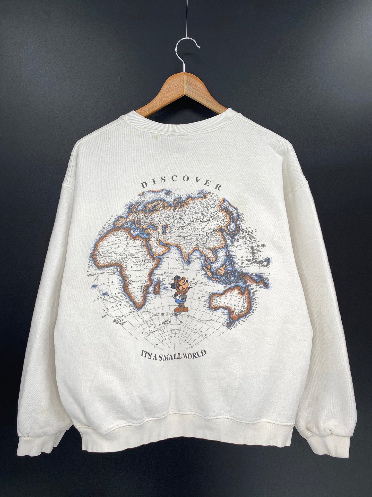90's DISNEY DISCOVER IT’S A SMALL WORLD Made in USA Size S/M Vintage Sweat-shirt / 8409