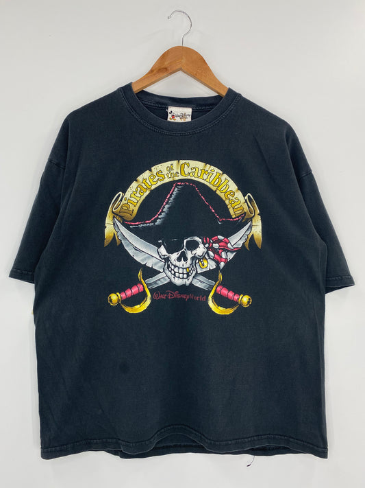 00' DISNEY PIRATES OF THE CARIBBEAN Size XL Vintage T-Shirts / K4048