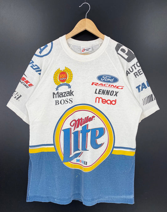 90’s MILLER LITE RACING Size M Vintage Racing T-Shirt / K1577