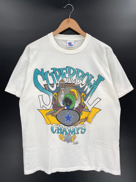 1993 LOONEY TUNES SUPER BOWL XXVII DALLAS COWBOYS Made in USA Size L Vintage T-shirt / K4072