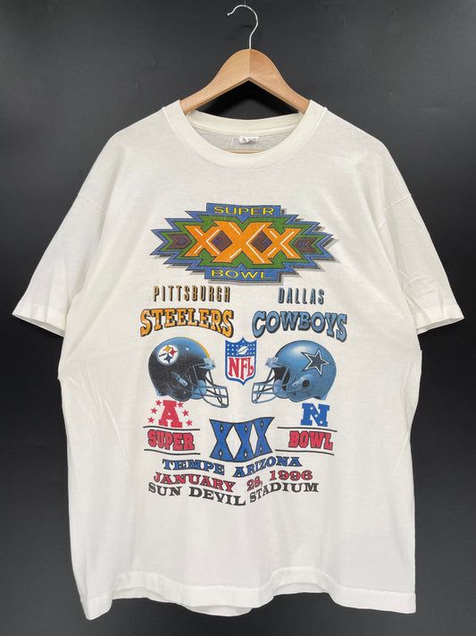 1996' SUPER BOWL Made in USA Size XL Vintage NFL T-Shirt / K1483
