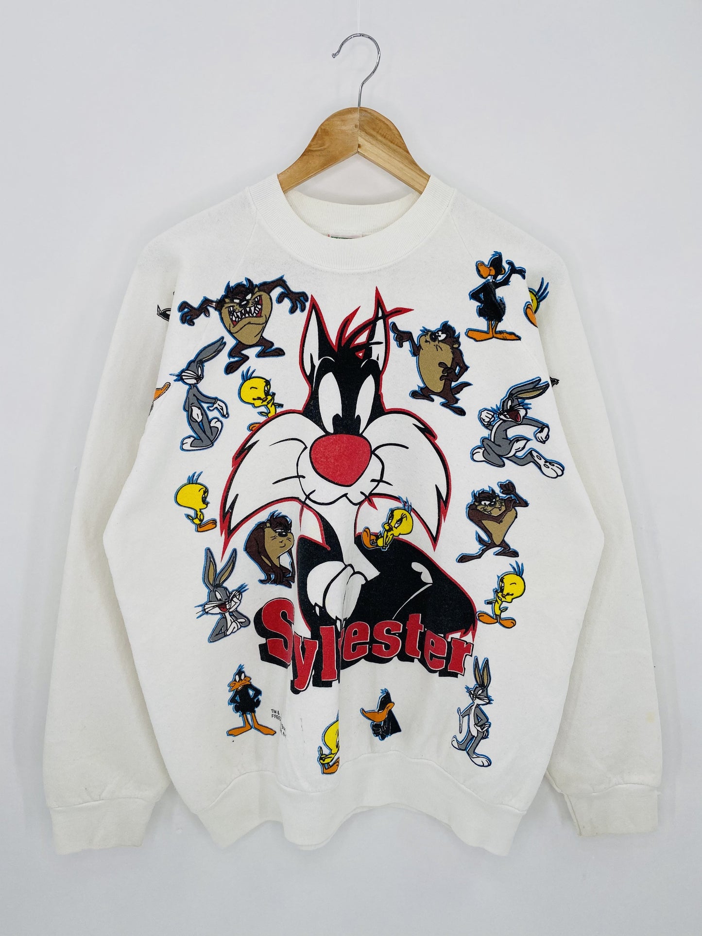 90’s LOONEY TUNES SYLVESTER Made in USA Size XL Vintage Sweat-shirt / K5520