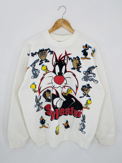 90’s LOONEY TUNES SYLVESTER Made in USA Size XL Vintage Sweat-shirt / K5520