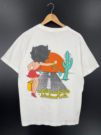 1994 BETTY BOOP ROUTE66 Size L Vintage T-Shirt / K1606