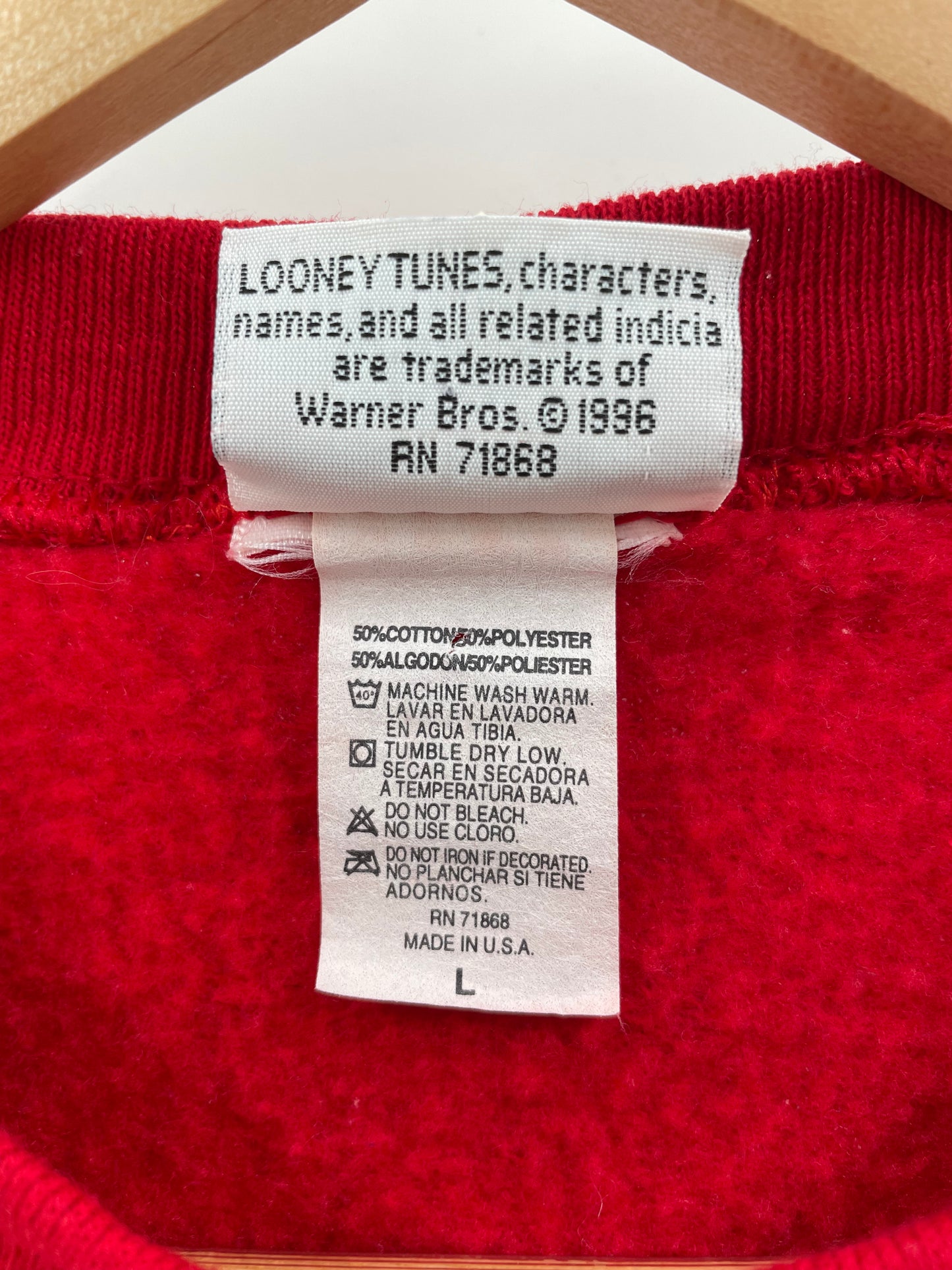 1996 LOONEY TUNES TAZ Made in USA Size L Vintage Sweat-shirt / K2562