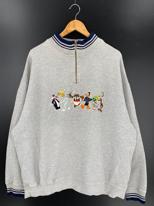 1998 LOONEY TUNES Size XXL Vintage Half-zip Sweat-shirt / 9651