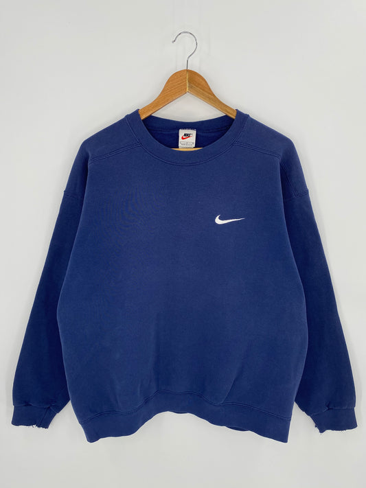 90’s NIKE Mini Swoosh Made in USA Damaged Size L Vintage Sweat-shirt / 7740