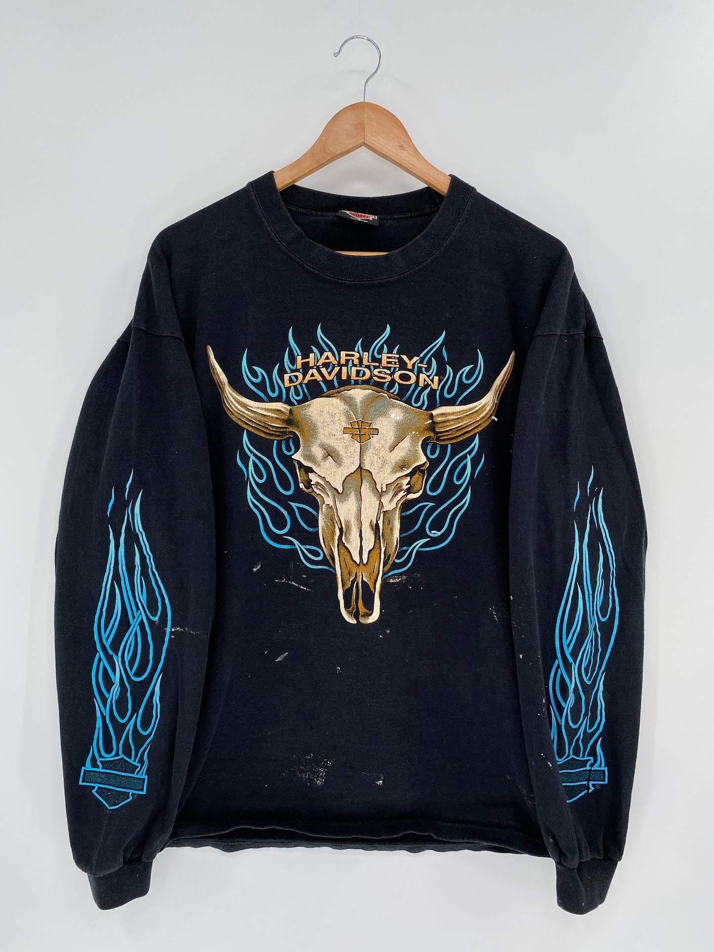 1998 Harley Davidson Vintage Made in USA Size XL Long Sleeve T-Shirt / K549