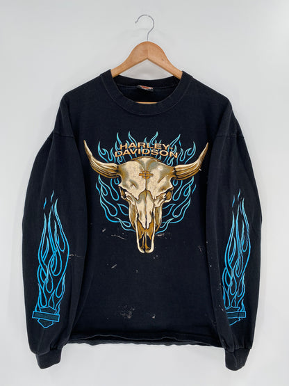 1998 Harley Davidson Vintage Made in USA Size XL Long Sleeve T-Shirt / K549