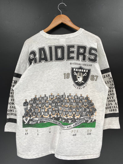 90’s RAIDERS Made in USA SIZE XL VINTAGE NFL 3/4 Sleeve- SHIRT / K1263