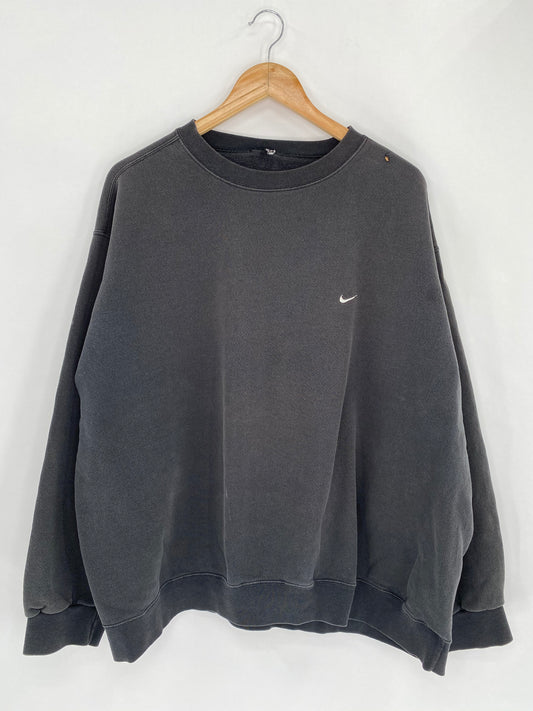 90's NIKE Mini Swoosh Size Approx.XL Damage Vintage Sweat-Shirt / 5491