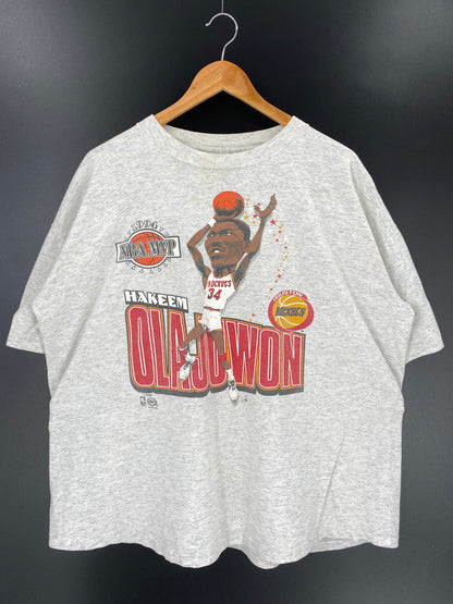 1994 Hakeem Olajuwon Houston Rockets Made in USA Size XL Vintage NBA T-Shirt / 9291