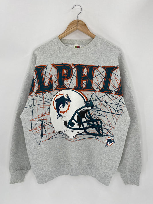 90’s MIAMI DOLPHINS Made in USA Size XL Vintage NFL Sweat-Shirt / K4888