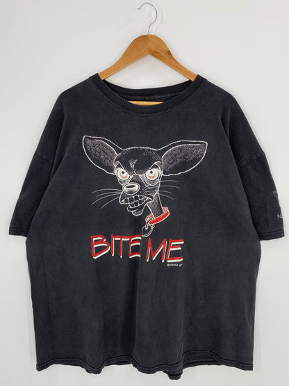 1999 BITE ME  Size No tag (Approx.XXL-XXXL) Vintage T-Shirt / A2092