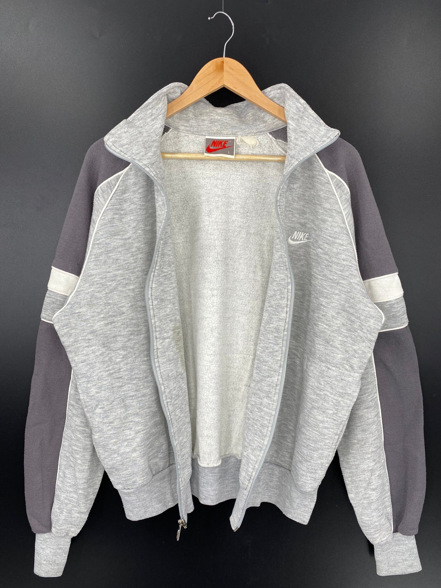 90's Silver tag NIKE Size L Vintage Zip-up Sweat-Shirt / A5372