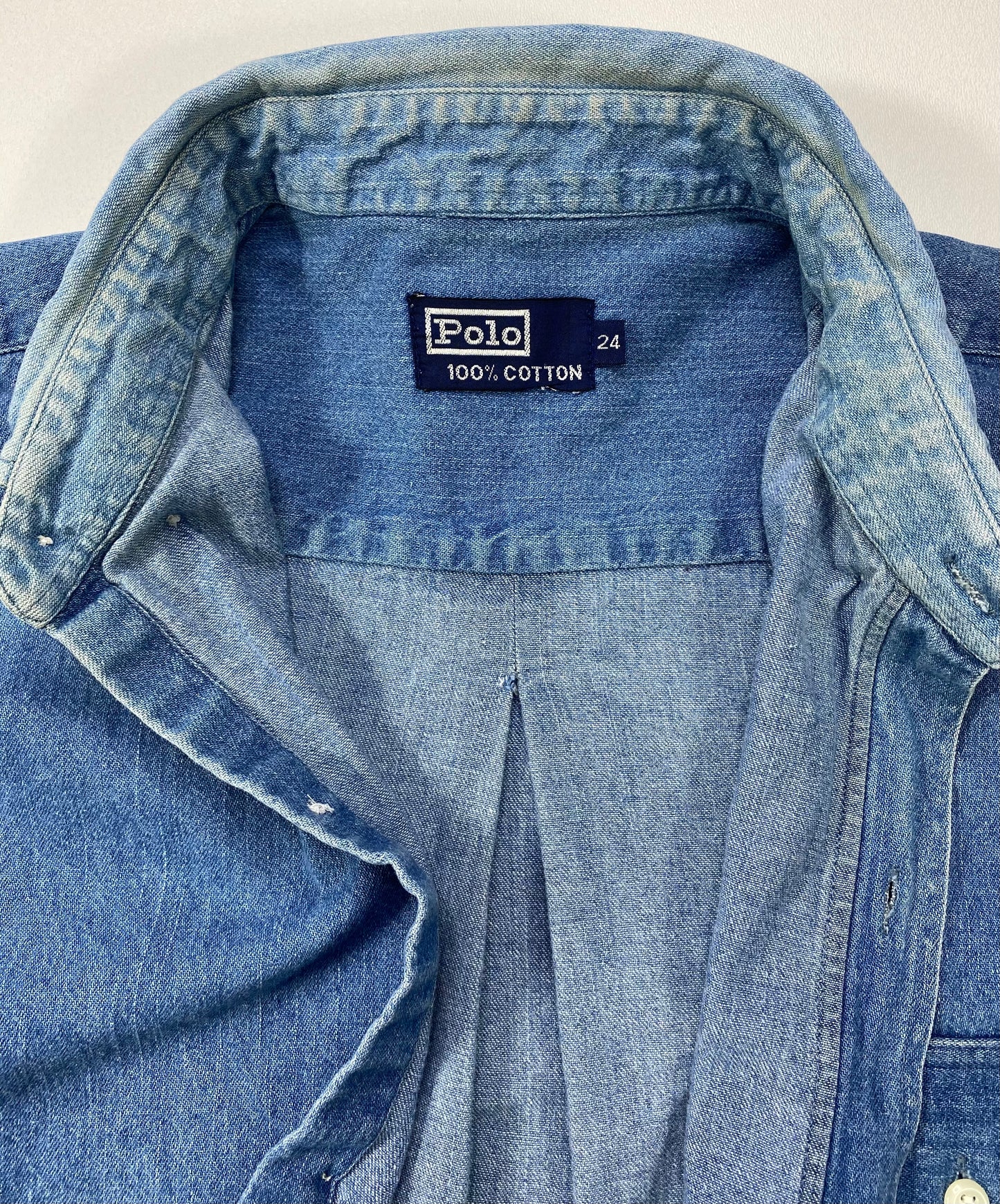 90's POLO BEAR Size XL~XXL Vintage Denim Shirt /  6295