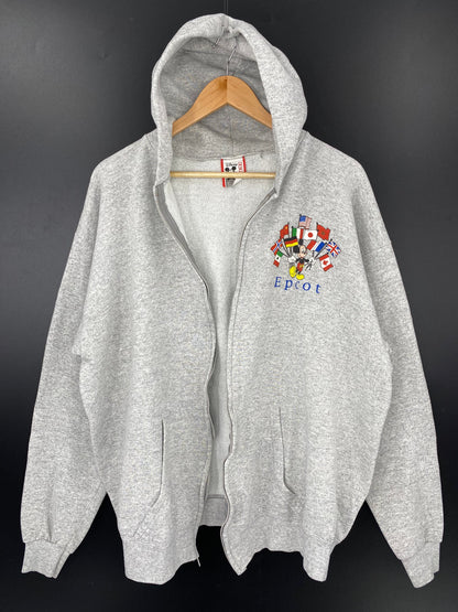 90’s DISNEY EPCOT MICKEY Made in USA Size L-XL Vintage Zip-up Hoodie Sweat-shirt / A5019