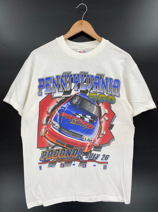 1998' PEMNSYLVANIA500 POCONO Size M Vintage Racing T-Shirt / K3736