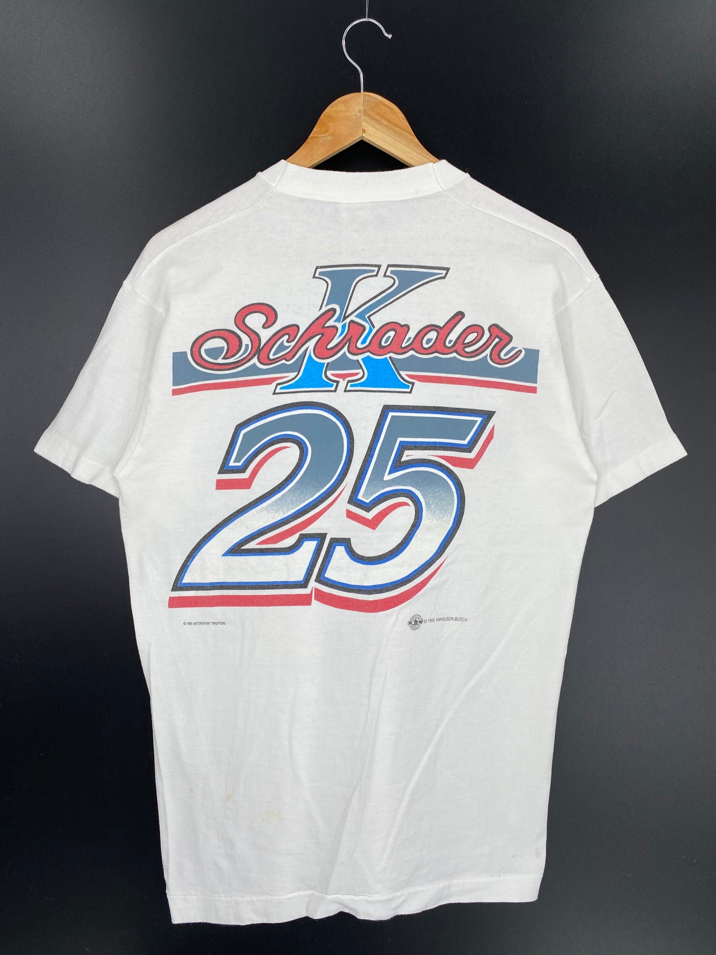 1995 BUD x K SCHRADER  Made in USA Size L Vintage Racing T-shirt / 9656