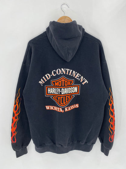 1998 Harley Davidson KANSAS Zip-up Size XL Vintage Sweat-Shirt / 5539