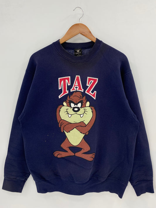 1996'  LOONEY TUNES TAZ Made in USA Size L Vintage Sweat-shirt / K3036