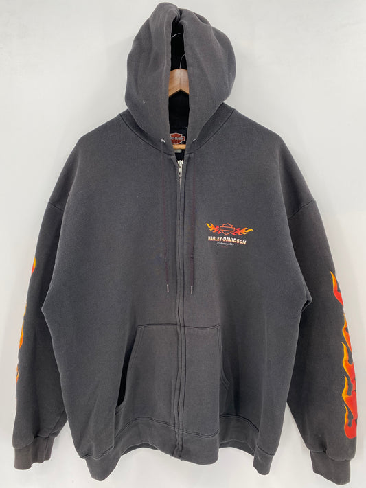 2000 HARLEY DAVIDSON Size XXL Vintage Zip Up Hoodie Sweat-shirt / K3536