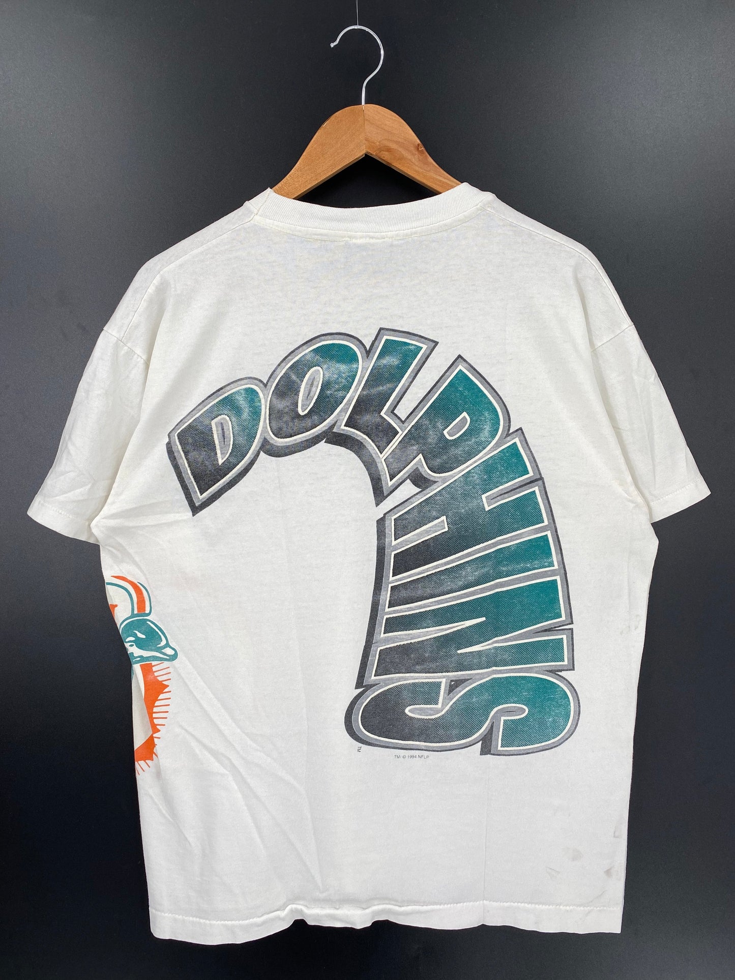 90's MIAMI DOLPHINS Made in USA Size L Vintage NFL T- Shirt / A3585