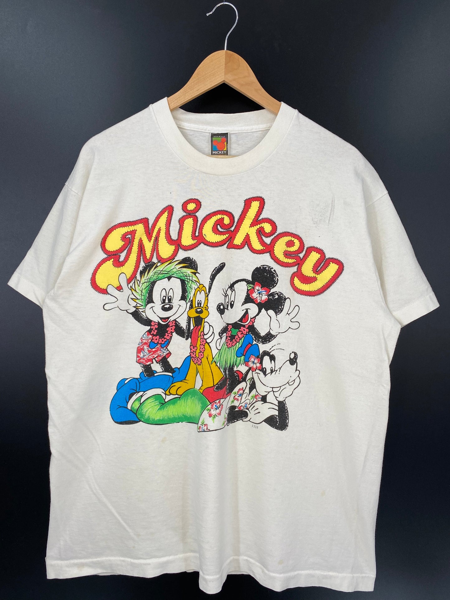 90’s DISNEY MICKEY Made in USA Size Approx.XL Vintage T-Shirt / A4631