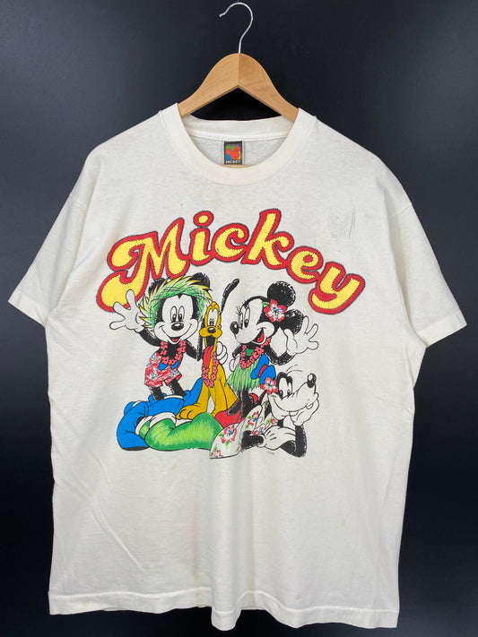 90’s DISNEY MICKEY Made in USA Size Approx.XL Vintage T-Shirt / A4631