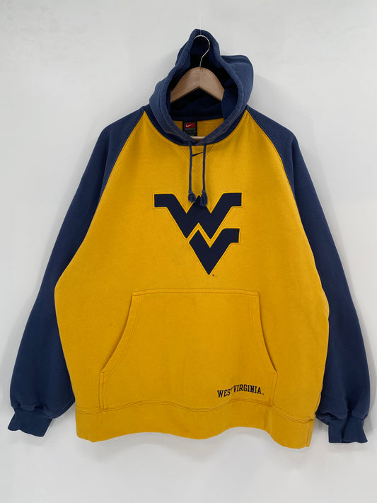 00' NIKE UNIVERSITY OF WEST VIRGINIA Size L Vintage Hoodie Sweat-shirt  / K2174