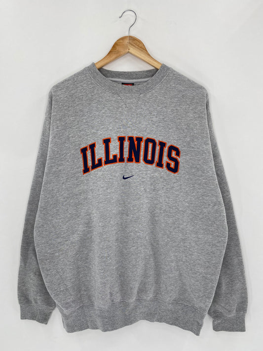 90’s NIKE ILLINOIS Size L Vintage Sweat-Shirt / 5796