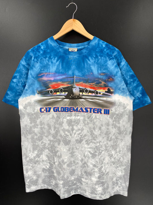 Vintage Liquid Blue BOEING C-17 GLOBEMASTER III Size L T-Shirts / K2389
